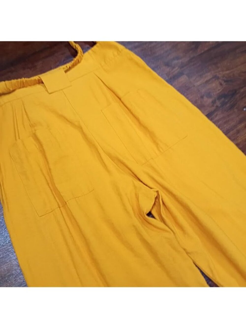 Caos ID Brasil Size L Yellow Wide-Leg High-Paperbag Long Lagenlook Gauzy Artsey - Picture 12 of 14